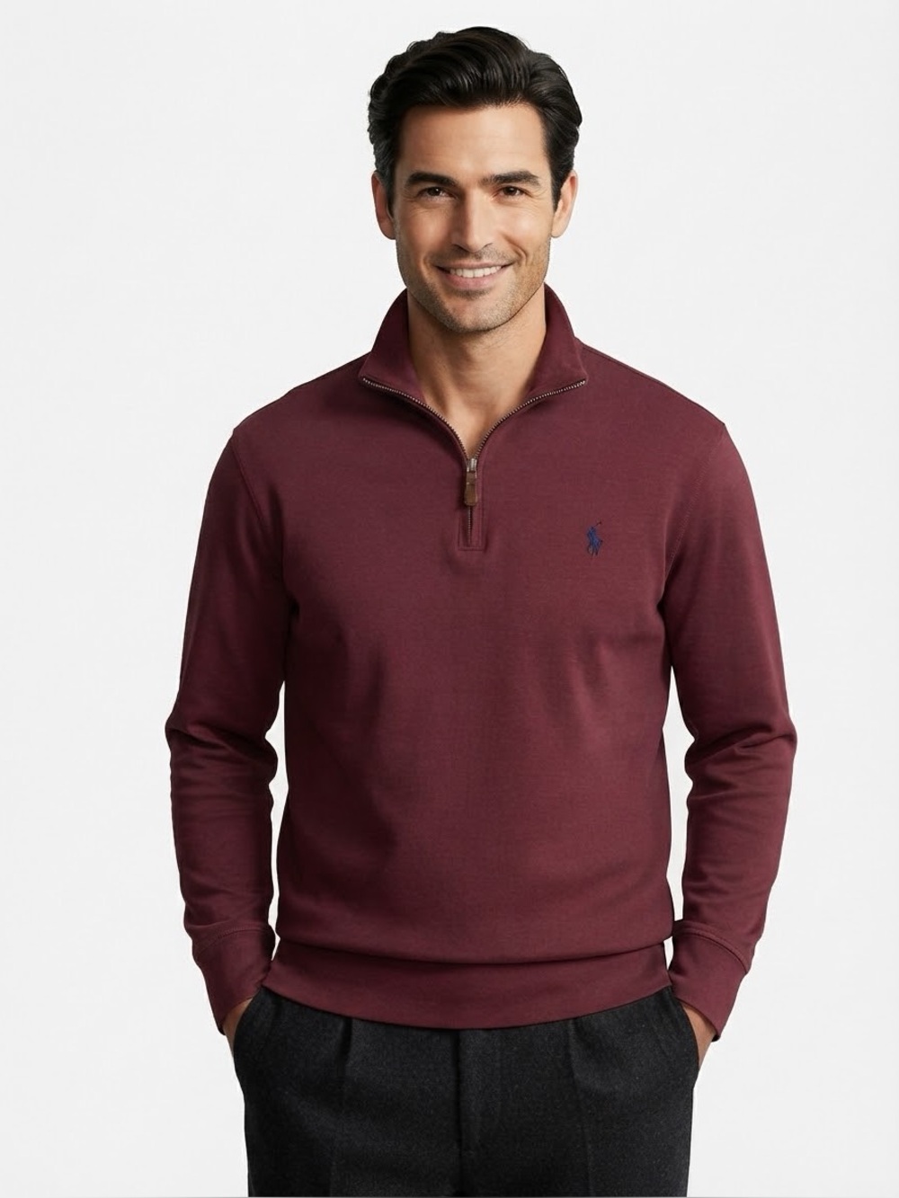Polo Ralph Lauren Men’s Estate Rib Quarter-Zip Pullover Maroon XL⁠